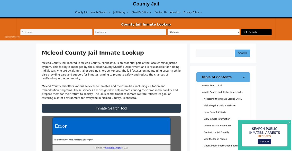 Preview of mcleod.countyjail.org