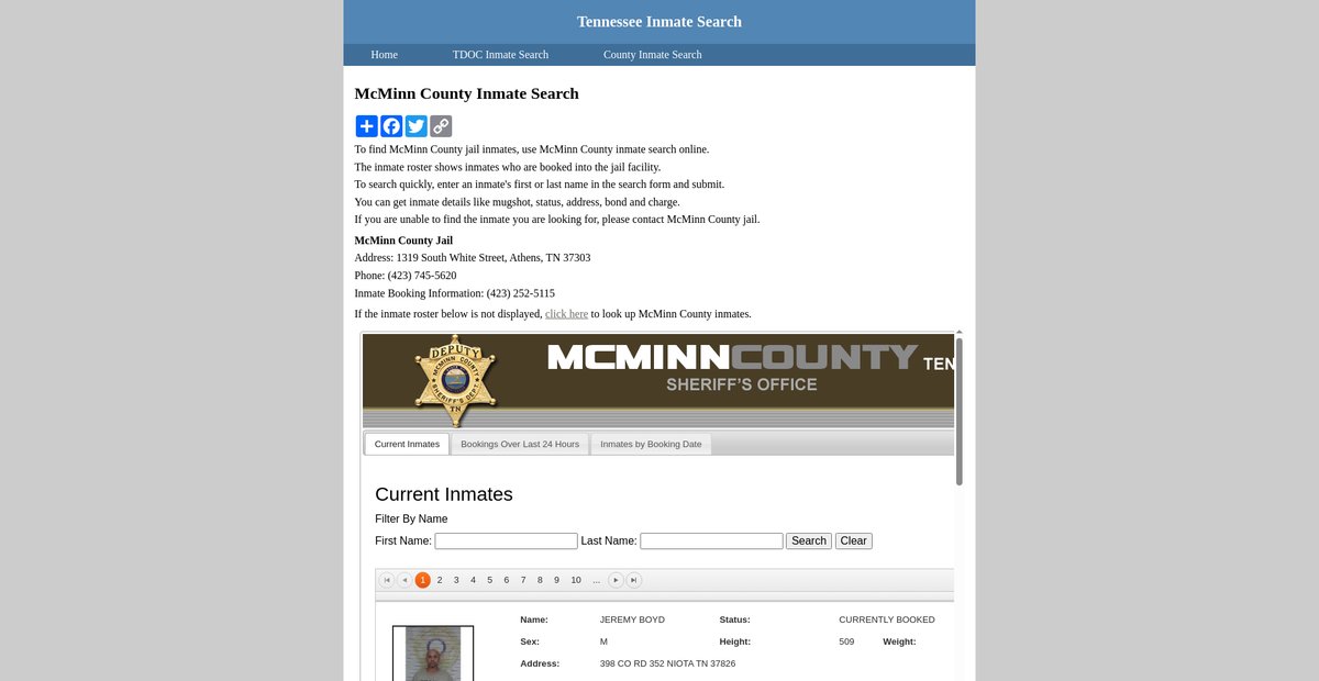 Preview of inmatesearchtennessee.org