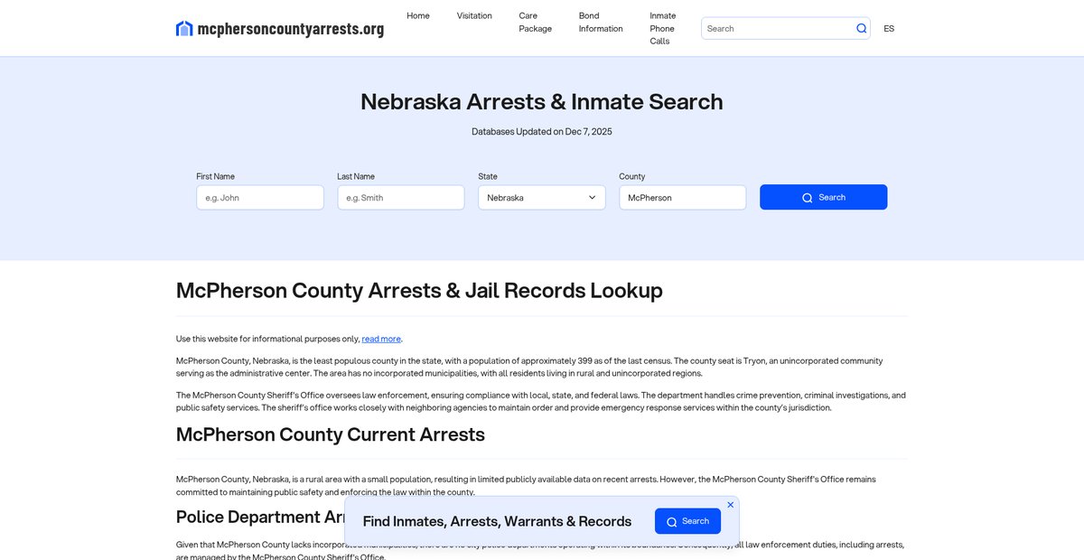 Preview of mcphersoncountyarrests.org