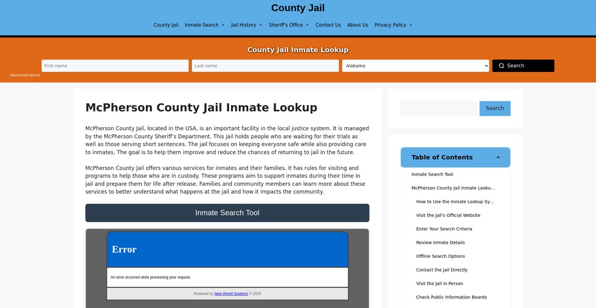 Preview of mcpherson.countyjail.org