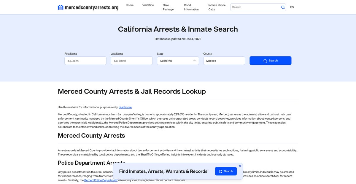 Preview of mercedcountyarrests.org