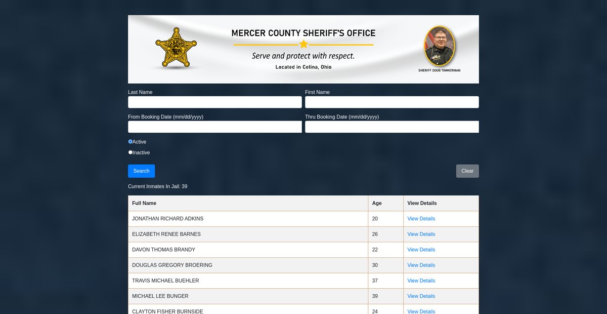 Preview of inmate.mercercountysheriffohio.gov