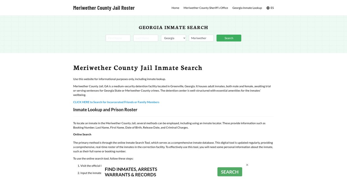 Preview of meriwethercountyjail.org