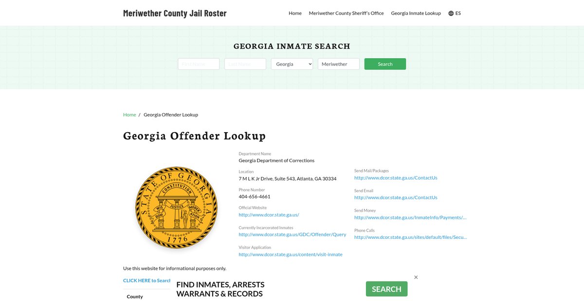 Preview of meriwethercountyjail.org