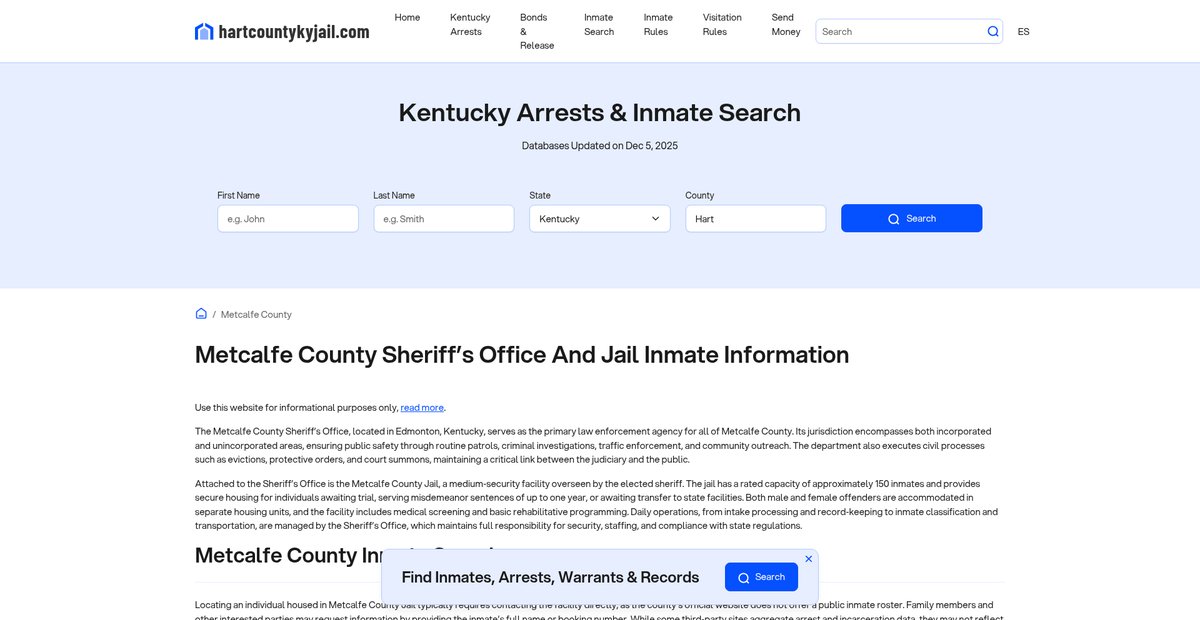 Preview of hartcountykyjail.com