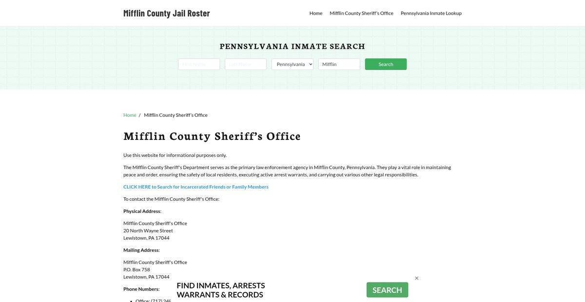 Preview of mifflincountyjail.org