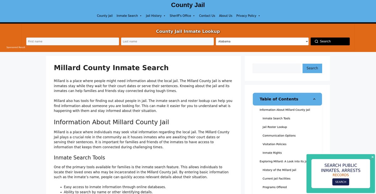 Preview of millard-inmate-search.countyjail.org