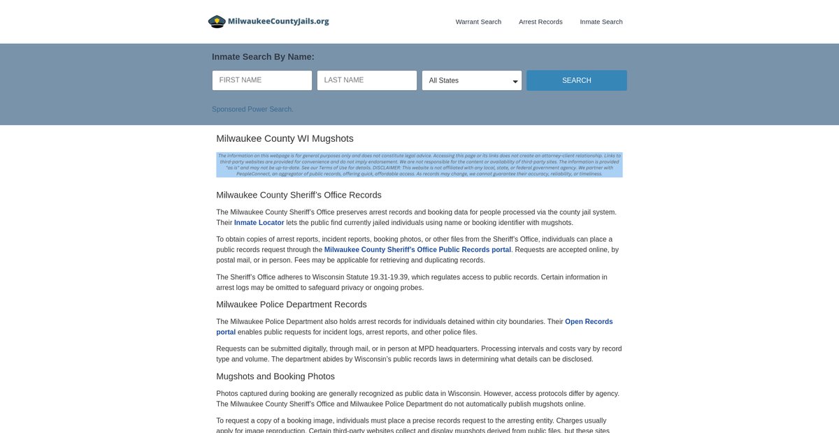 Preview of milwaukeecountyjails.org