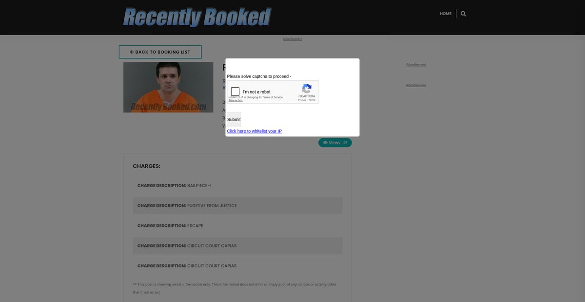 Preview of recentlybooked.com