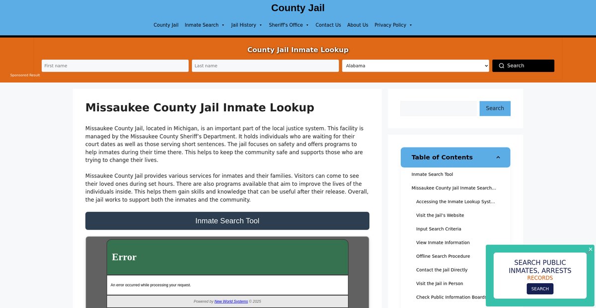 Preview of missaukee.countyjail.org