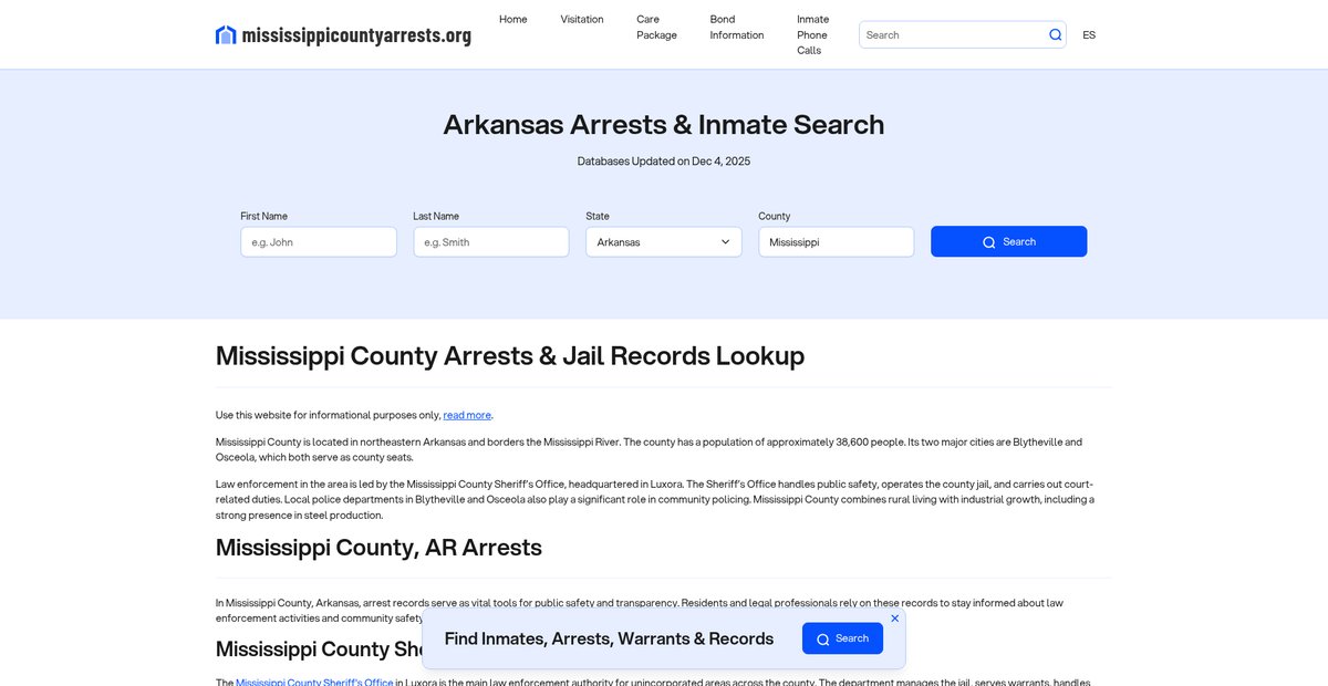 Preview of mississippicountyarrests.org