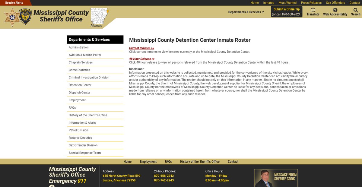 Preview of mississippicountysheriffar.org