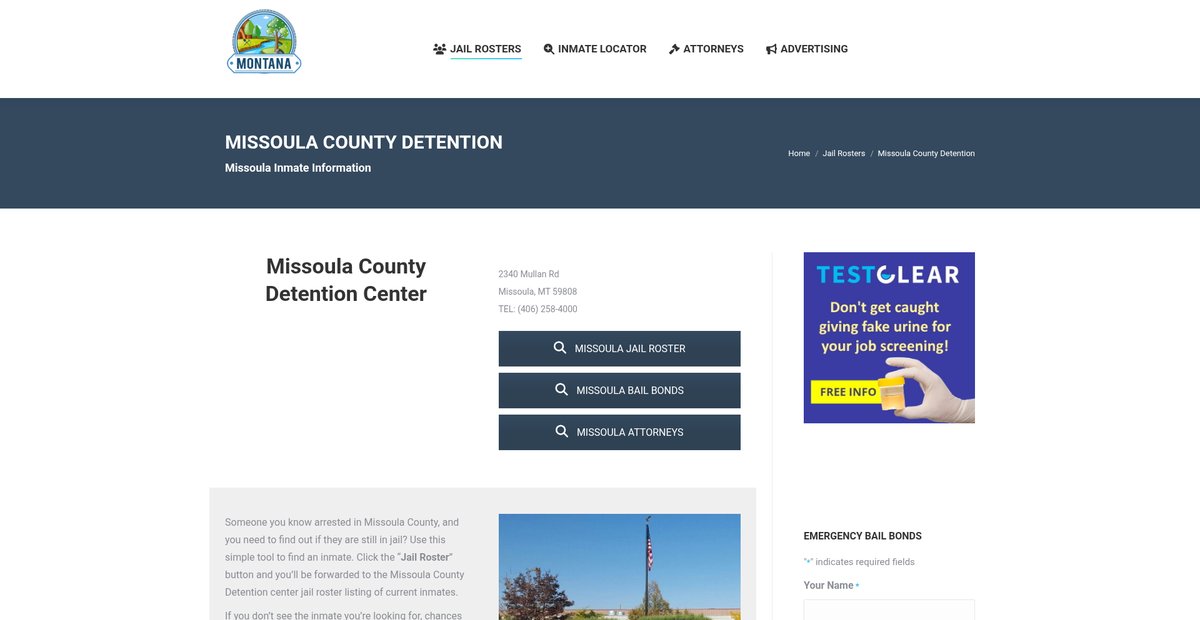 Preview of montanajailroster.com