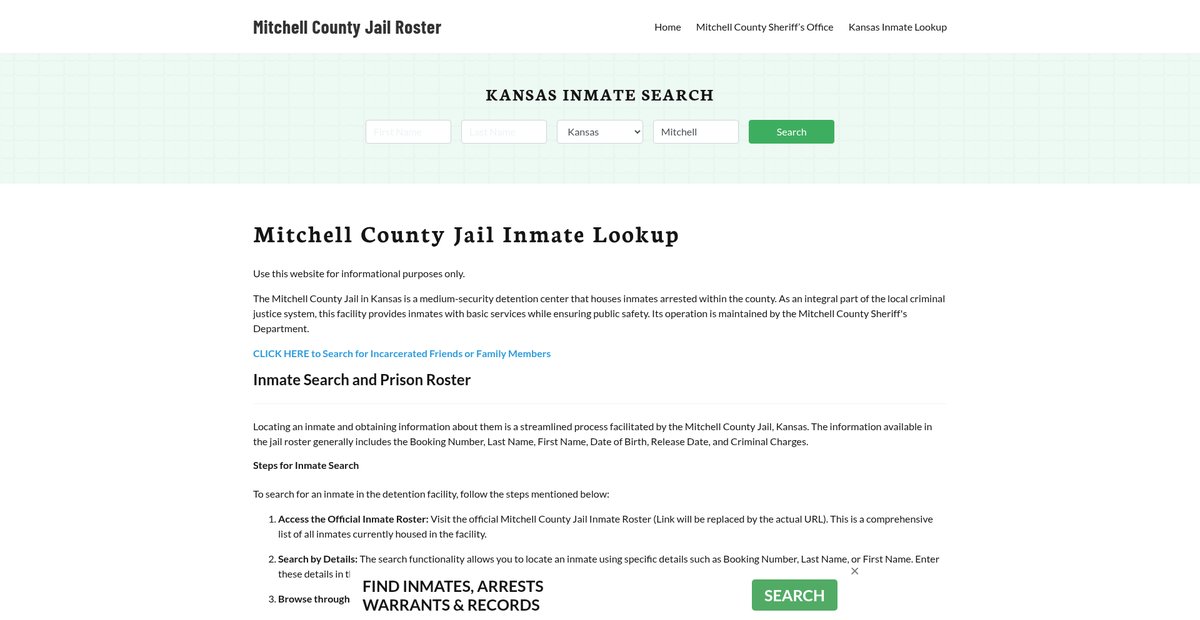Preview of mitchellcountyjailroster.org