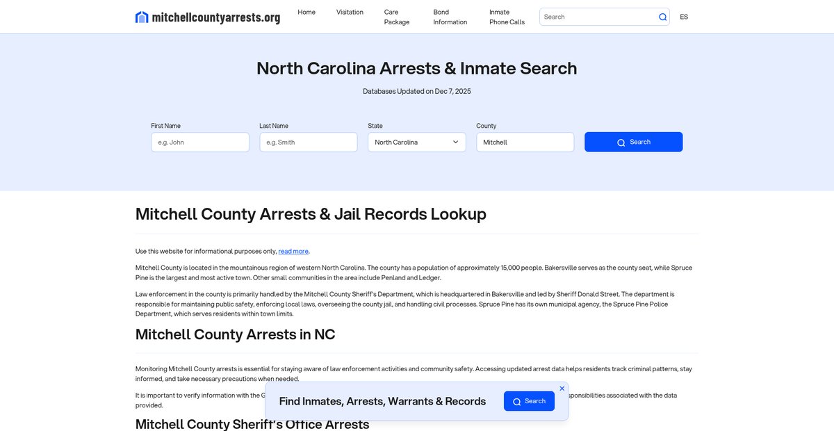 Preview of mitchellcountyarrests.org