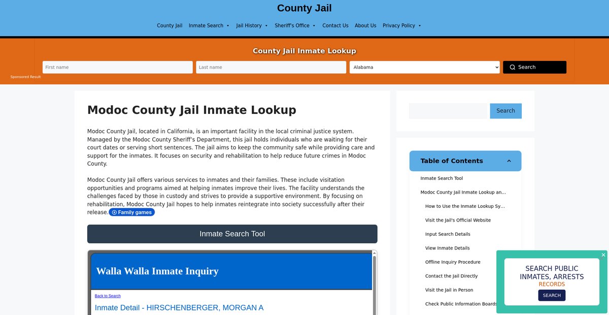 Preview of modoc.countyjail.org