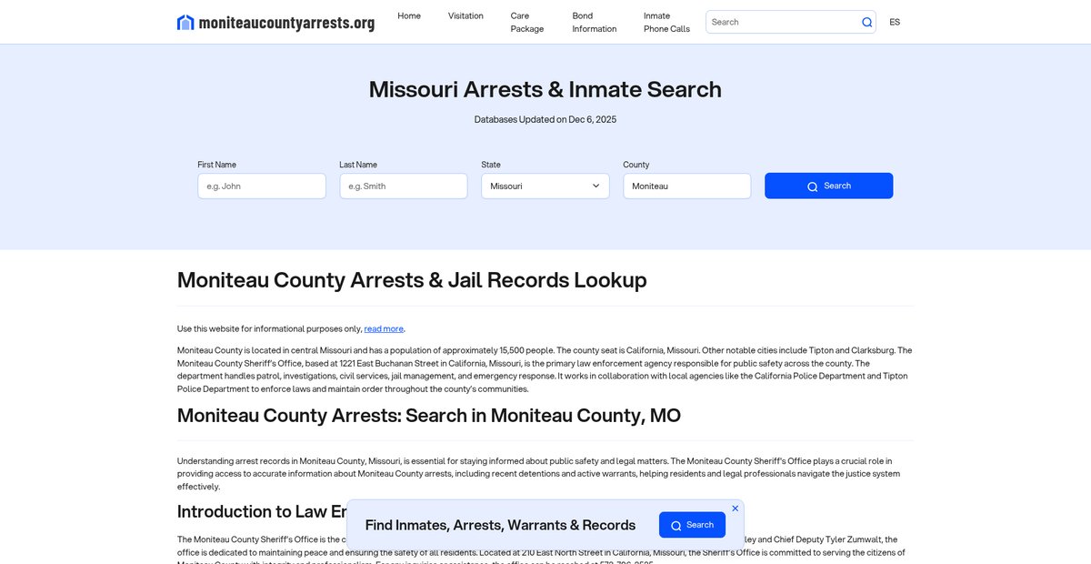 Preview of moniteaucountyarrests.org