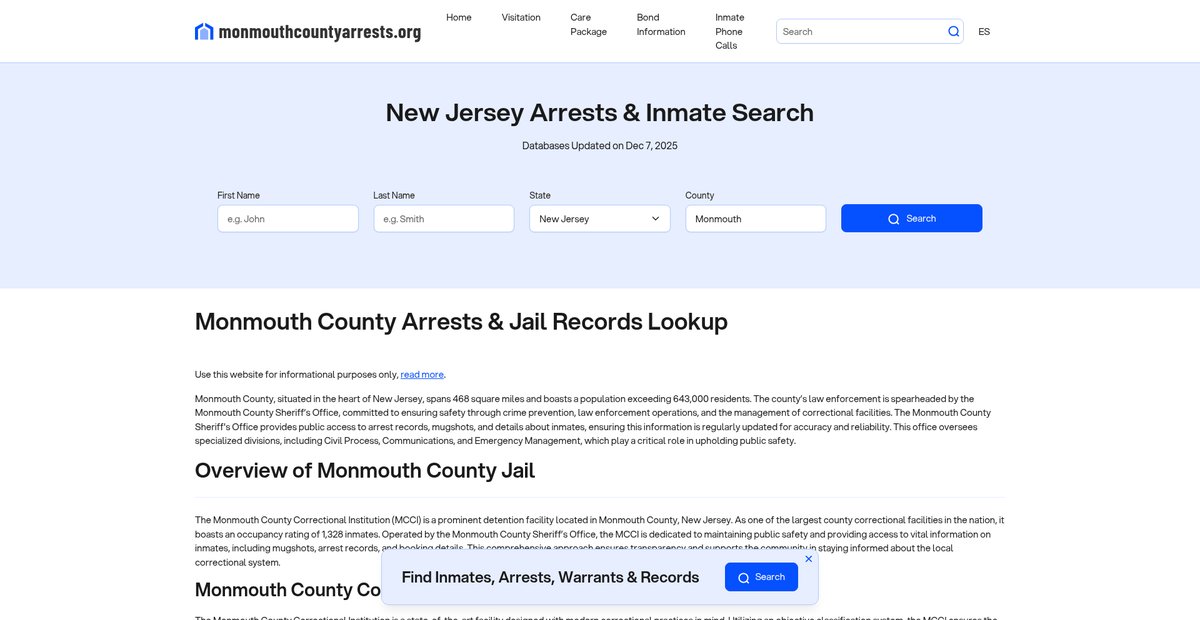 Preview of monmouthcountyarrests.org