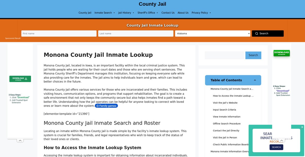Preview of monona.countyjail.org