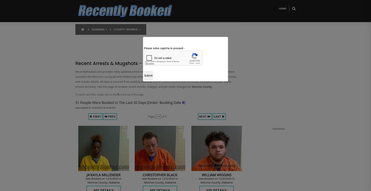 Preview of recentlybooked.com