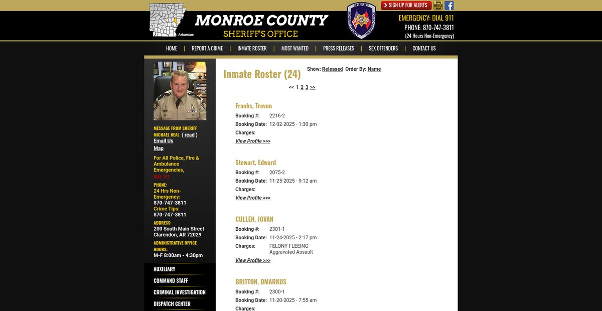 Preview of monroecountysheriffar.com