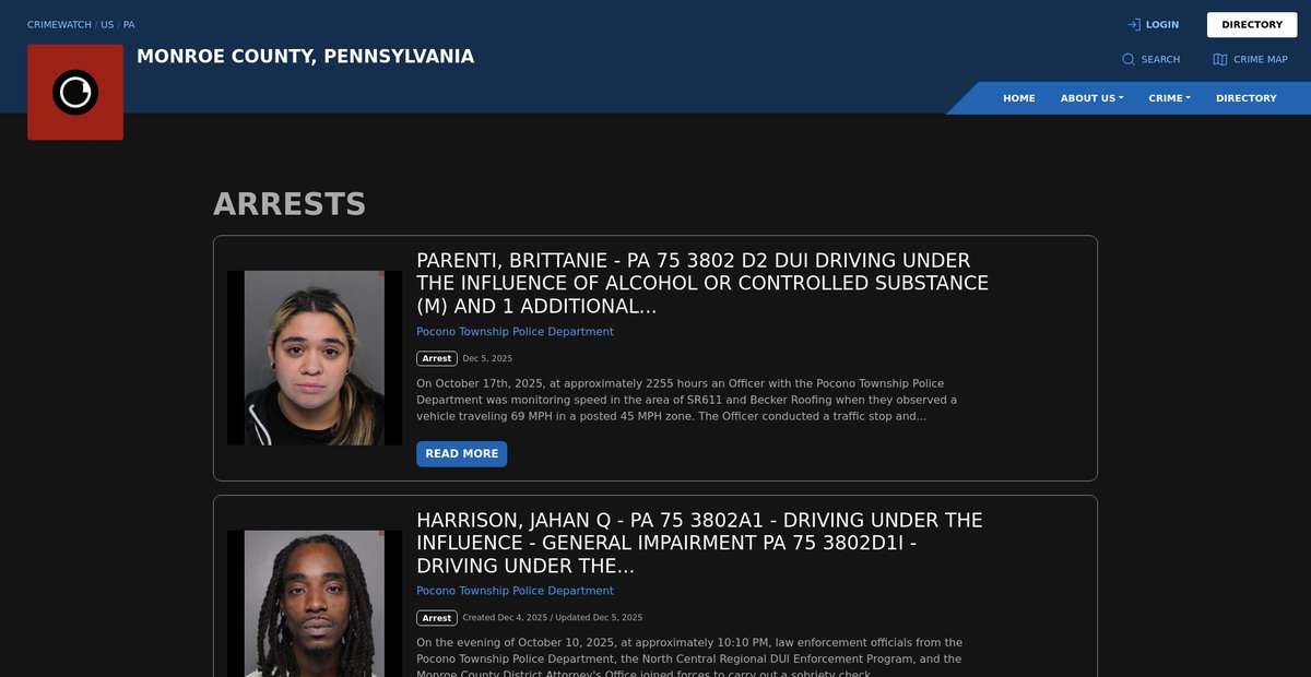 Preview of monroe.crimewatchpa.com