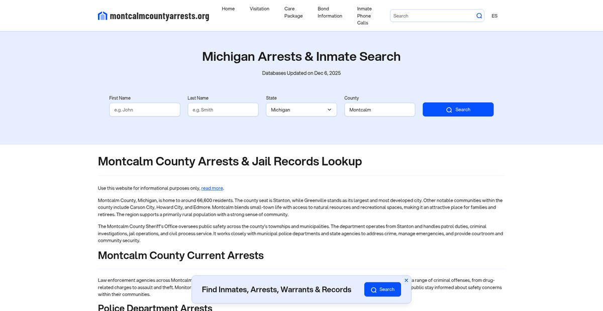 Preview of montcalmcountyarrests.org