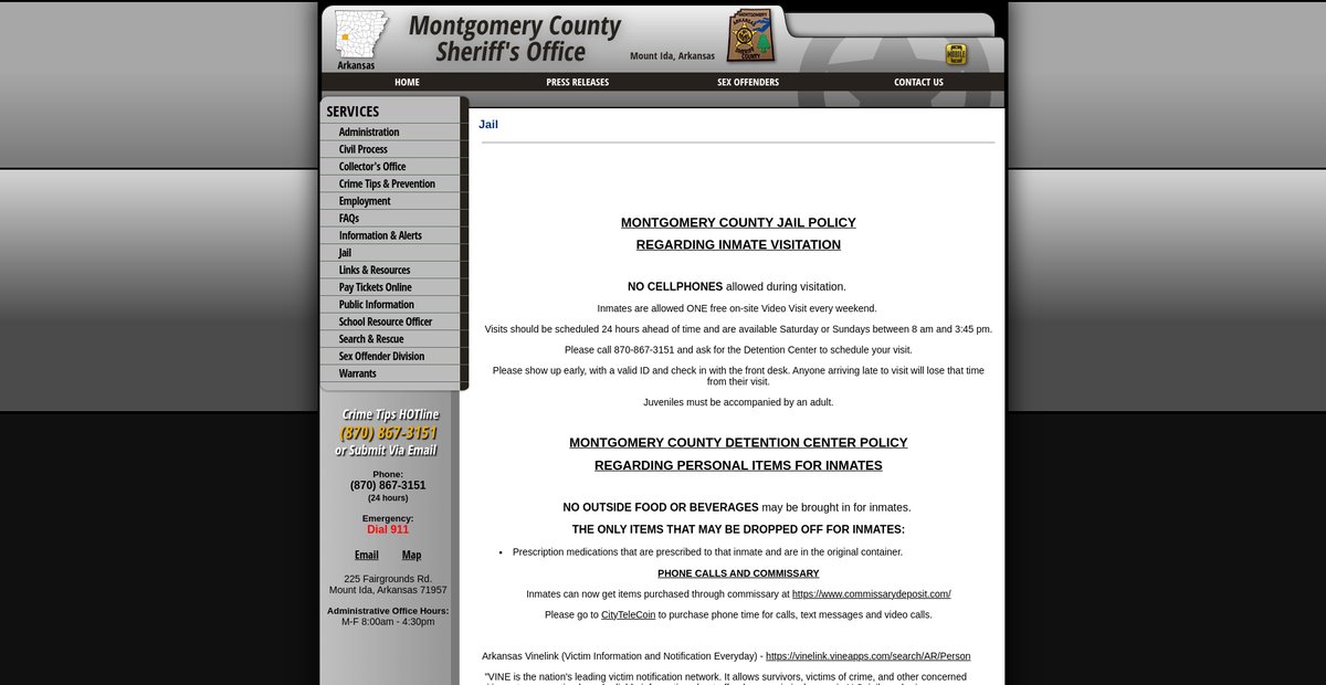 Preview of montgomerycountysheriffar.org