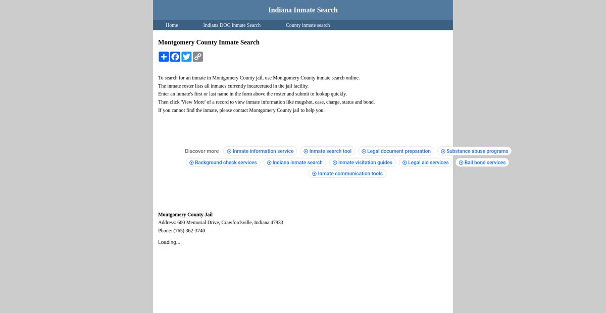 Preview of inmatesearchindiana.org