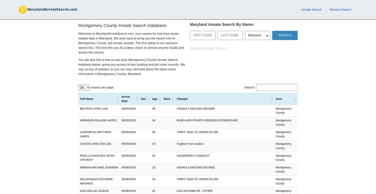 Preview of marylandarrestsearch.com