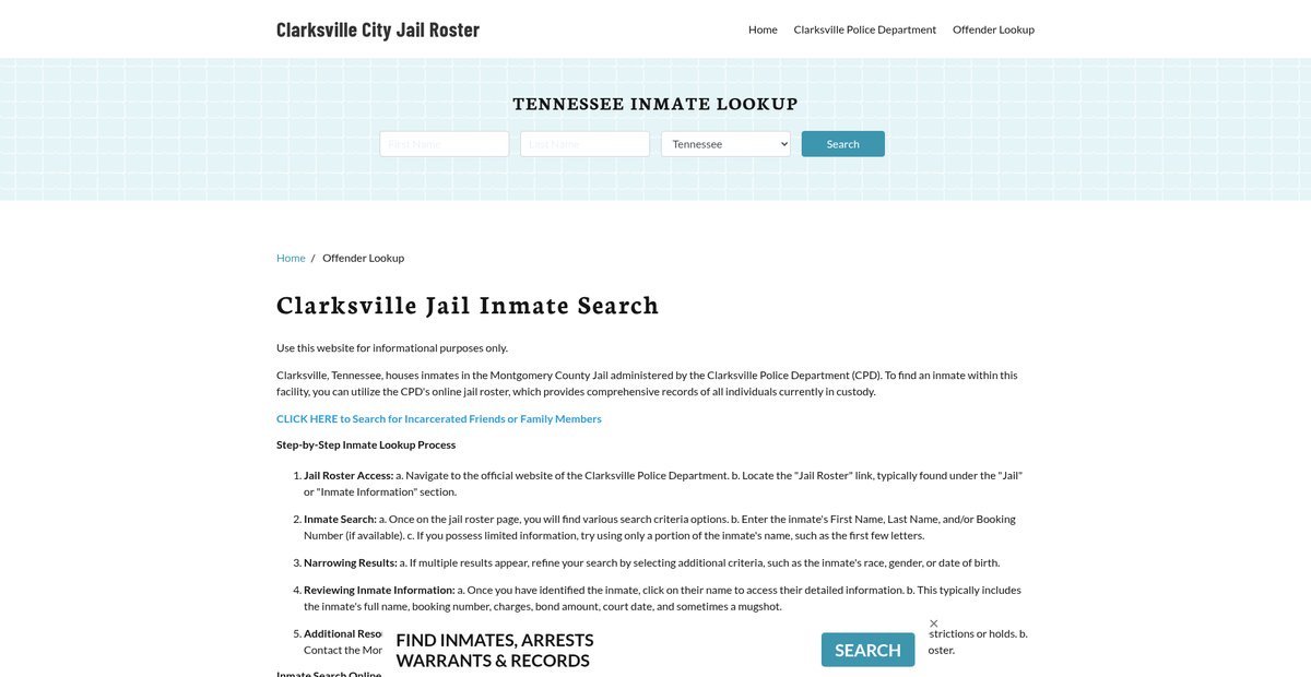 Preview of clarksvillecityjail.org