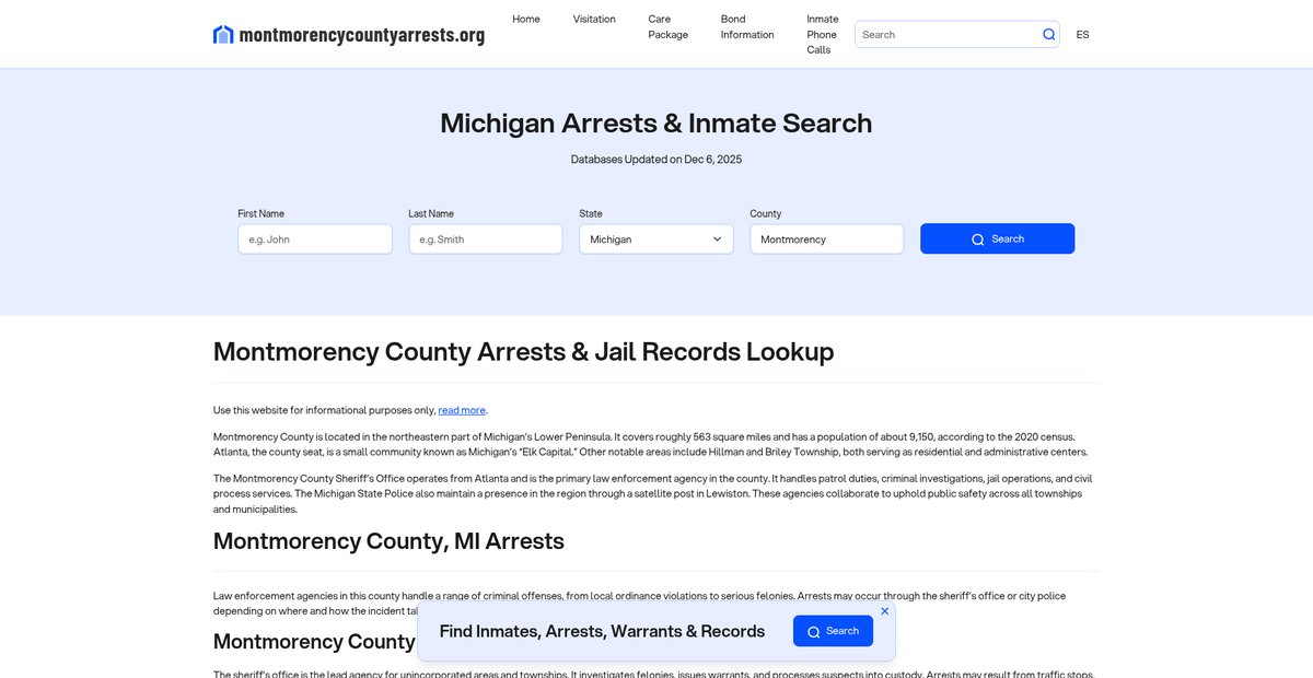 Preview of montmorencycountyarrests.org