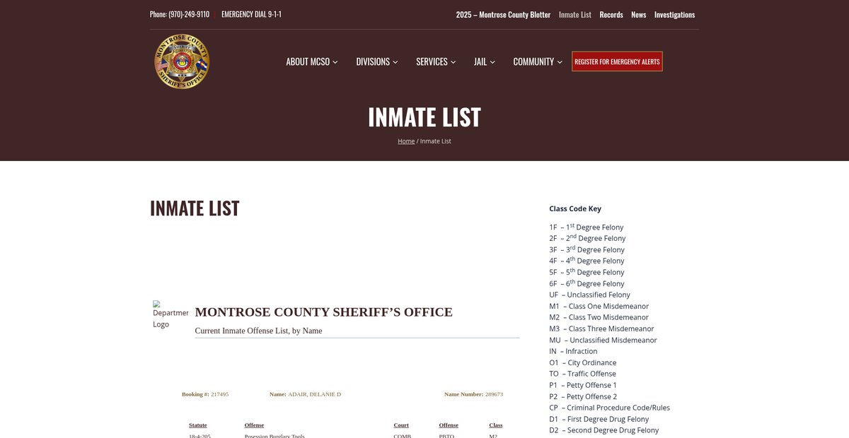 Preview of montrosecountysheriffsoffice.com