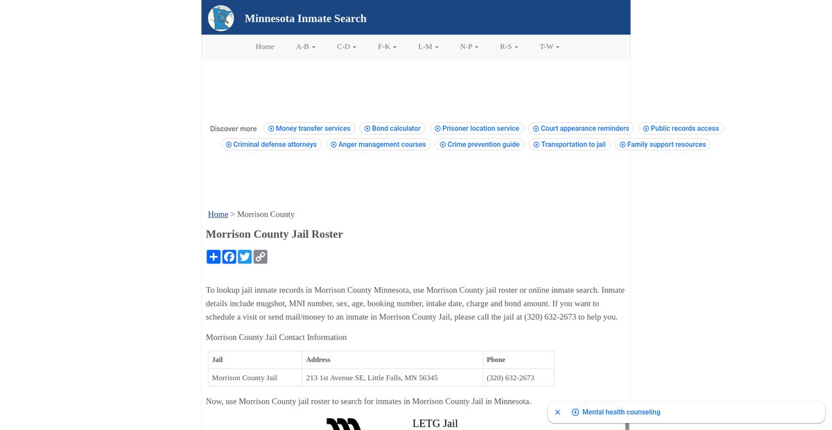 Preview of inmatesearchmn.org