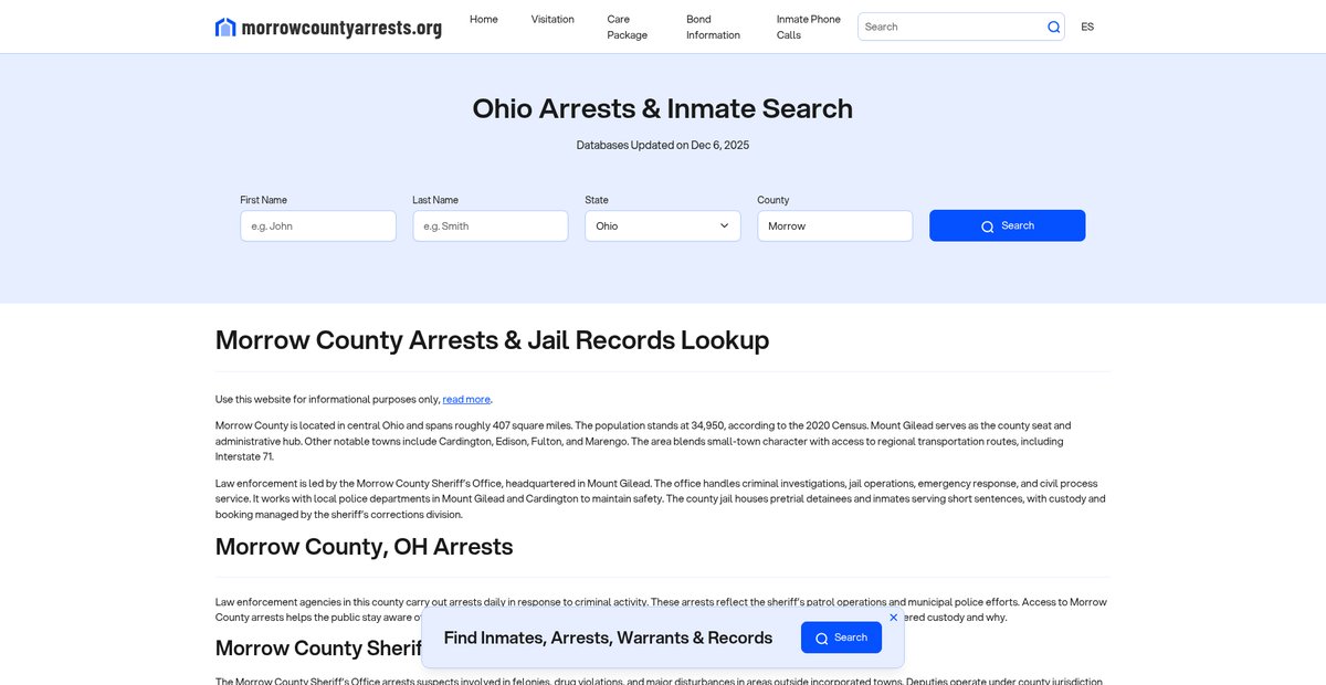 Preview of morrowcountyarrests.org