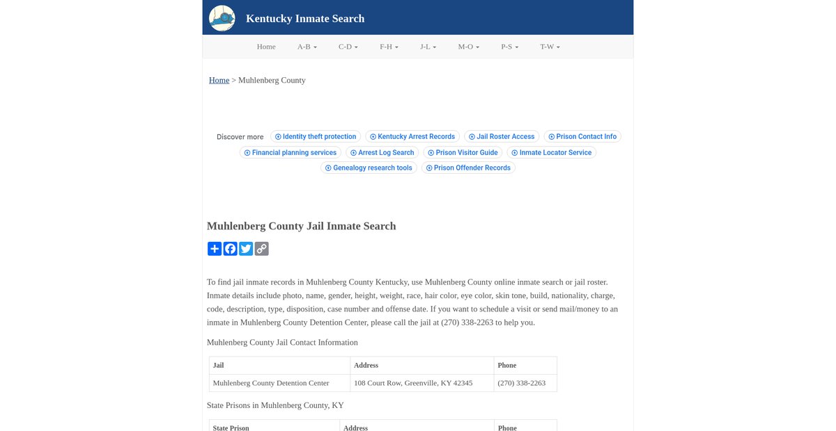 Preview of inmatesearchky.org