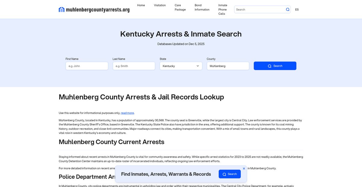 Preview of muhlenbergcountyarrests.org