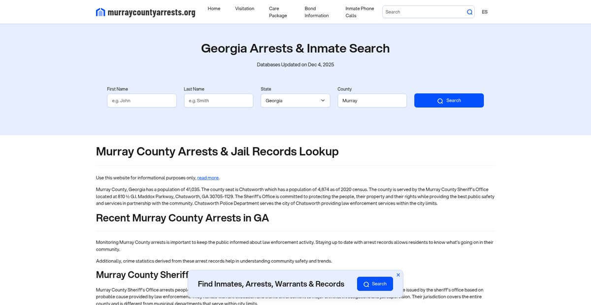 Preview of murraycountyarrests.org