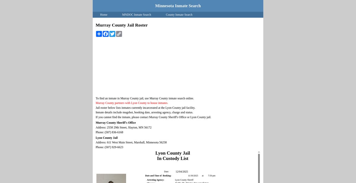 Preview of inmatesearchminnesota.org