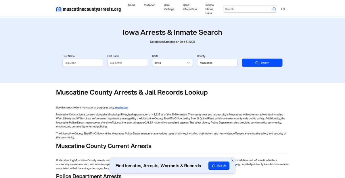 Preview of muscatinecountyarrests.org