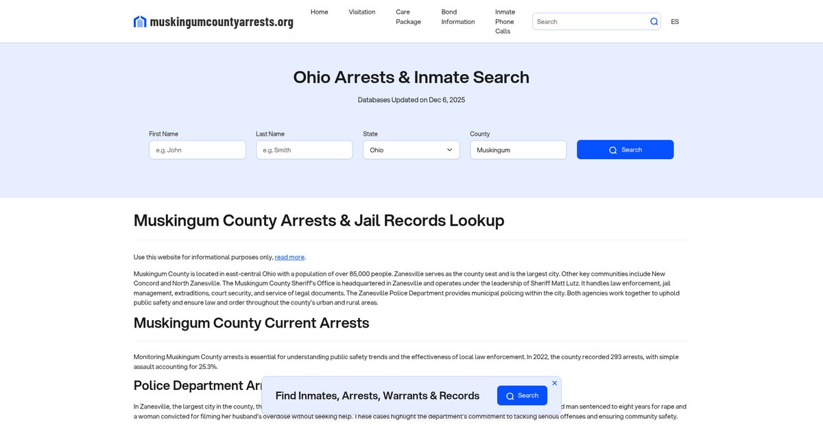 Preview of muskingumcountyarrests.org