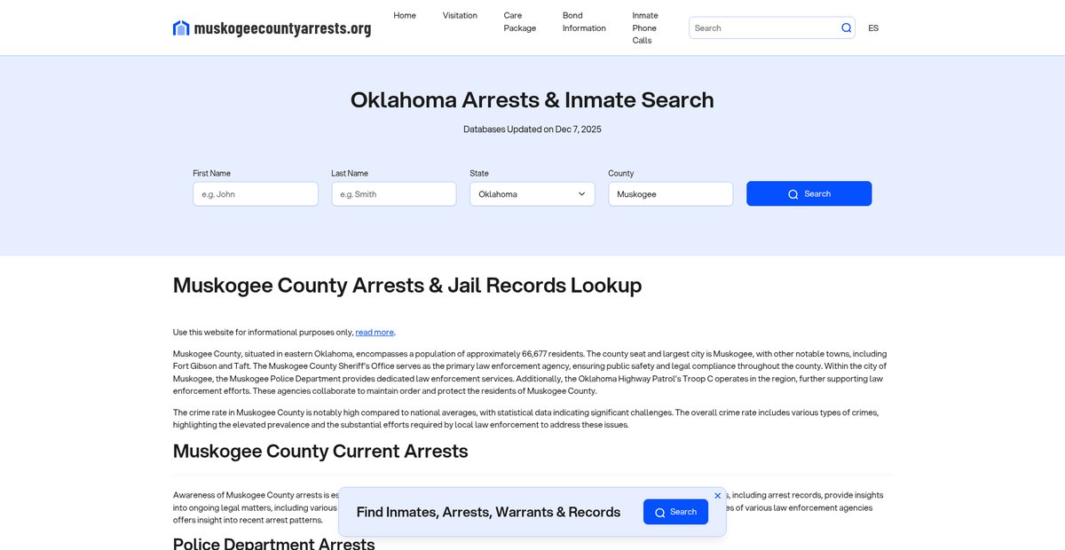 Preview of muskogeecountyarrests.org