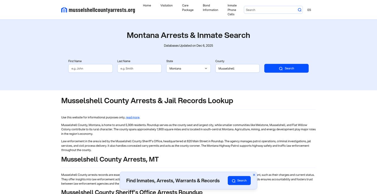 Preview of musselshellcountyarrests.org
