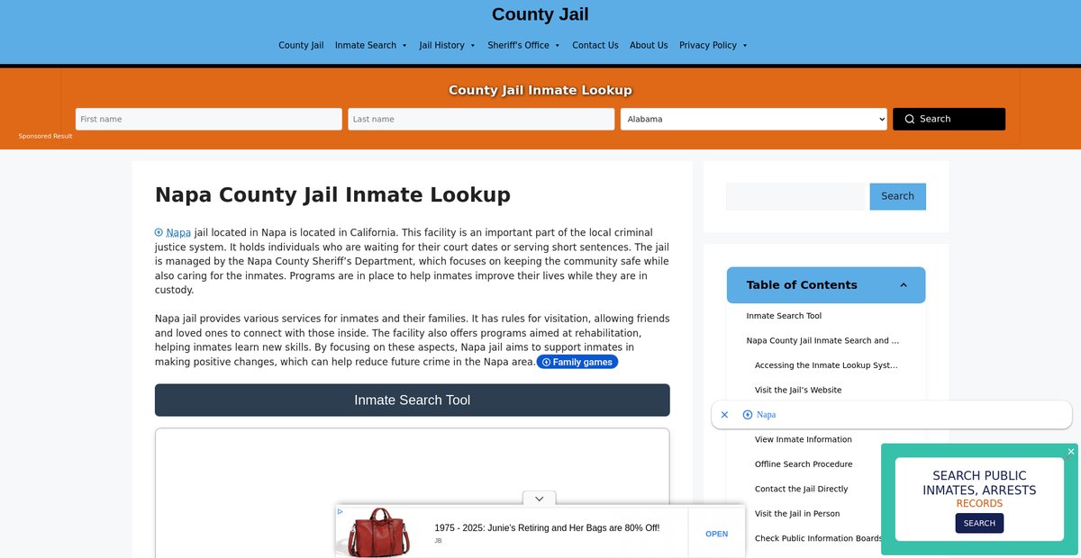 Preview of napa.countyjail.org