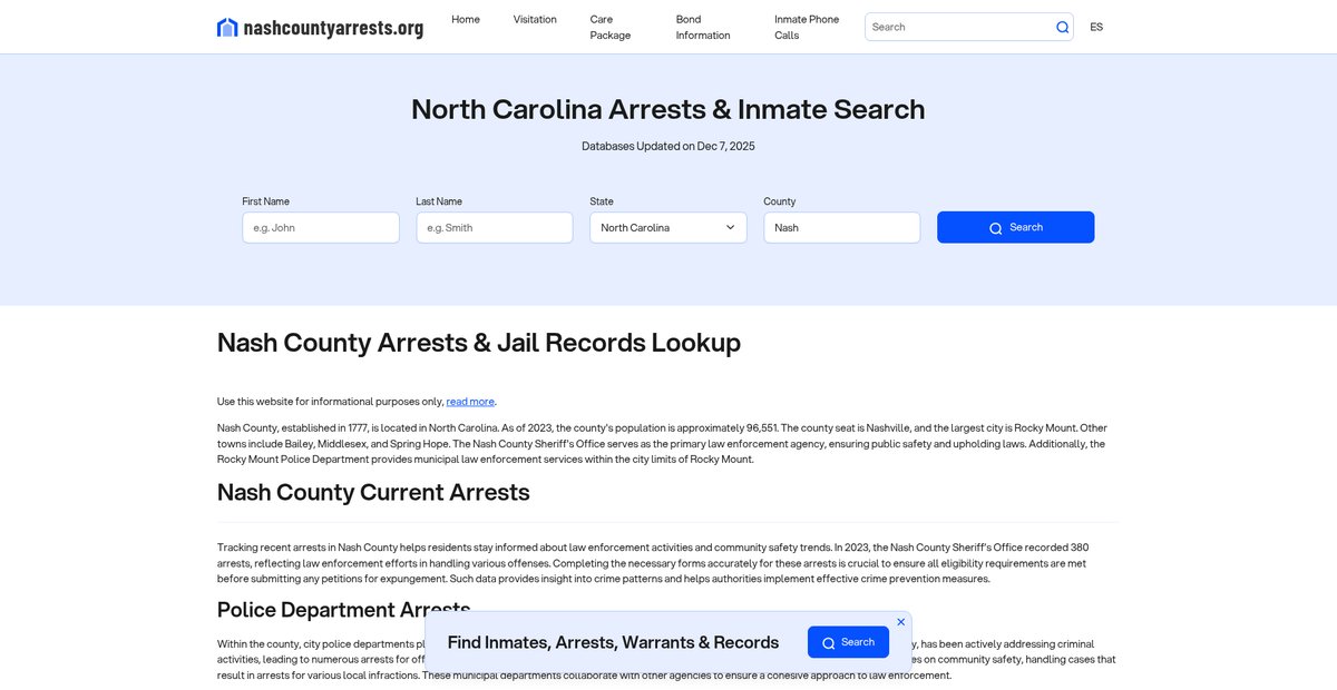 Preview of nashcountyarrests.org
