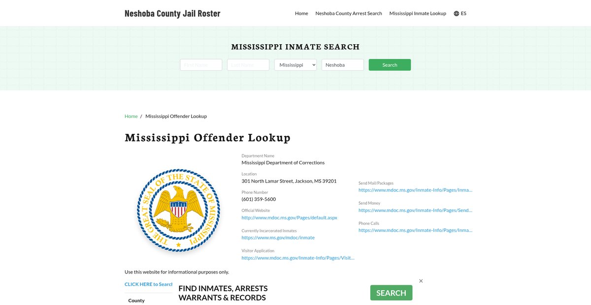 Preview of neshobacountyjail.org