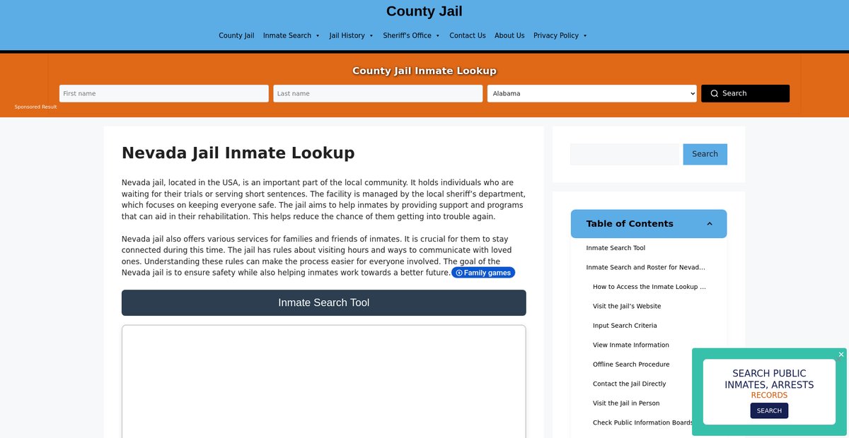 Preview of nevada.countyjail.org