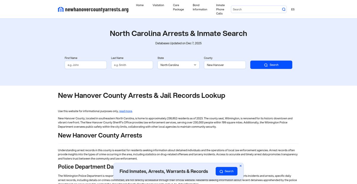 Preview of newhanovercountyarrests.org