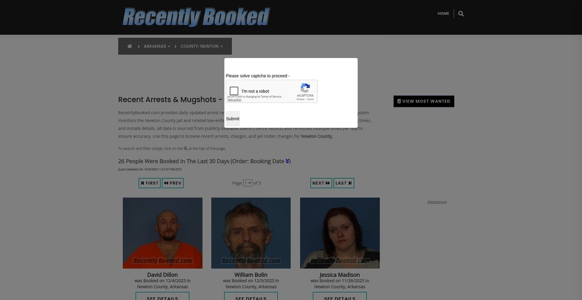 Preview of recentlybooked.com