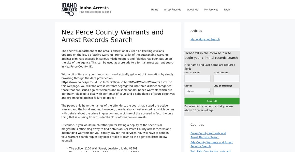 Preview of idahoarrests.org